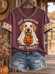 Women's Western Style Halloween Animals Art Printed T-shirt