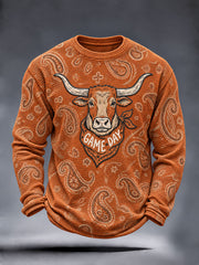 Men's Football Game Day Casual Waffle Long Sleeve T-Shirt
