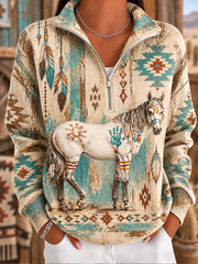 Women's Western-style horse print Sweatshirt