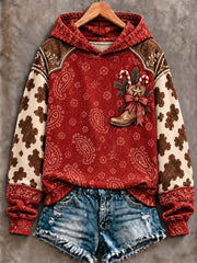 Women's Western Christmas Boot & Paisley Art Hoodie