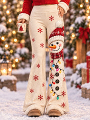 Women's Christmas Snowman Print Pants
