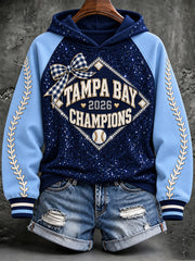Women's Tampa Bay Baseball Lover Printed Hoodie