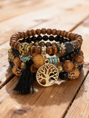 Women's Viking Tree of Life Bohemian Multi-Layer Wooden Bead Bracelet