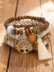 Women's Viking Tree of Life Bohemian Multi-Layer Wooden Bead Bracelet