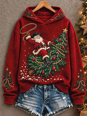 Women's Western Style Merry Christmas Art Printed Hoodie