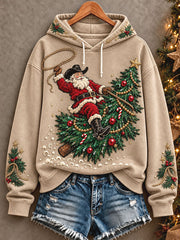 Women's Western Style Merry Christmas Art Printed Hoodie