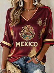 Women's Mexico Football Lover Printed T-shirt