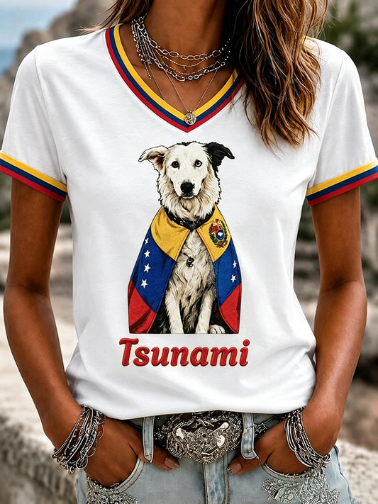 Women's Venezuela Hero Dog Tsunami Patriotic Dog Lover T-Shirt