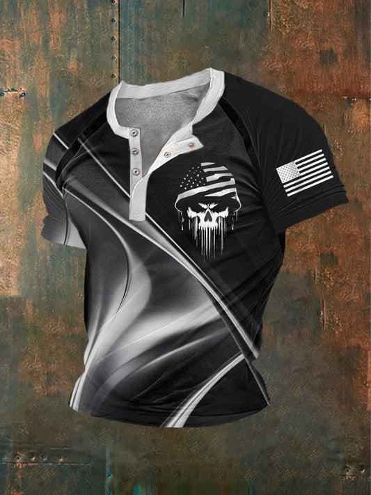Men's Patriotic USA Soldier Skull T-shirt