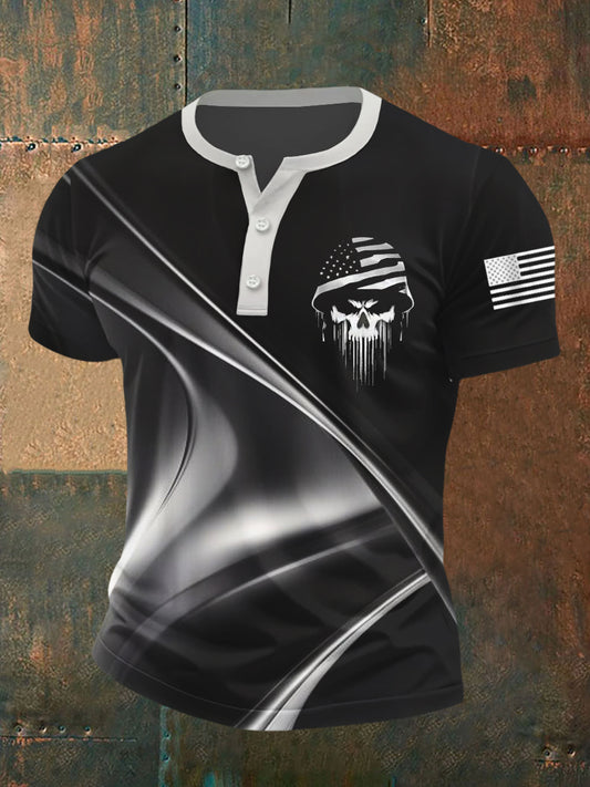 Men's Patriotic USA Soldier Skull T-shirt