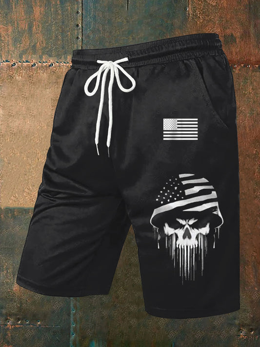 Men's Patriotic USA Soldier Skull Shorts