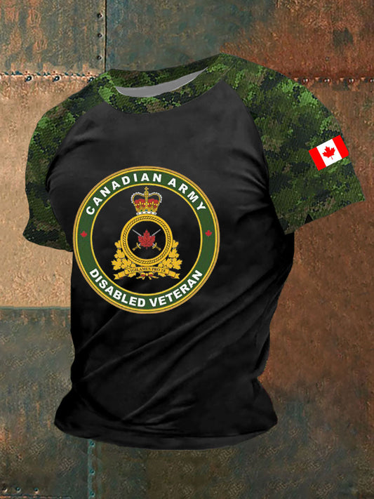 Men's Canadian Disabled Veterans Printed Casual T-Shirt