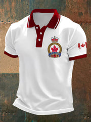 Men's Canadian Veterans Print Casual Button-Down Top