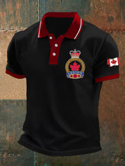 Men's Canadian Veterans Print Casual Button-Down Top
