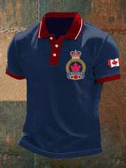 Men's Canadian Veterans Print Casual Button-Down Top