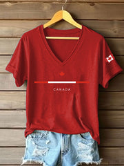 Women's Canadian Maple Leaf Printed Casual T-Shirt