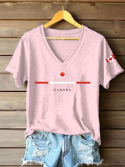 Women's Canadian Maple Leaf Printed Casual T-Shirt