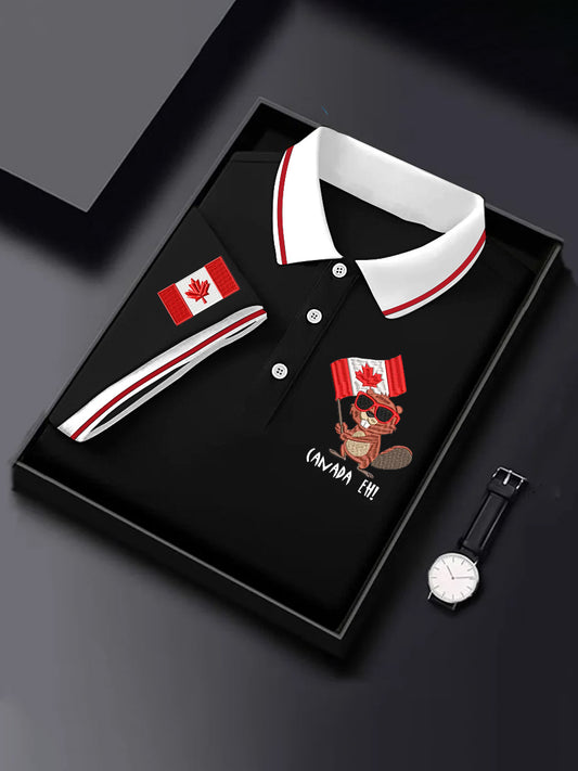 Men's Canadian Flag Maple Leaf Print Casual Top