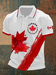 Men's Canada True North Strong And Free Print Button T-Shirt