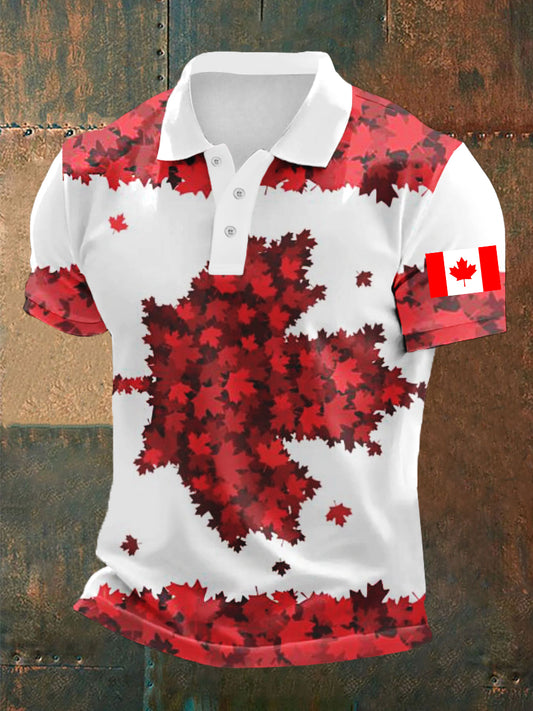 Men's Happy Canada Day Canadian Maple Leaf  Print Casual Top
