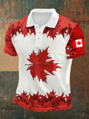 Men's Happy Canada Day Canadian Maple Leaf  Print Casual Top