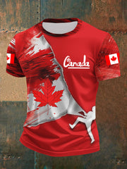 Men's Happy Canada Day Canadian Maple Leaf  Print Casual Top