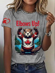 Women's Canada Beaver Maple Leaves Printed T-Shirt