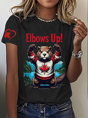 Women's Canada Beaver Maple Leaves Printed T-Shirt