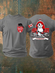 Men's Canada Beaver Maple Leaves Printed T-shirt