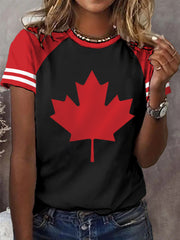 Women's Canadian Maple Leaf Print Casual Tee