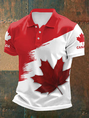 Men's Canadian Maple Leaf Print Casual Top