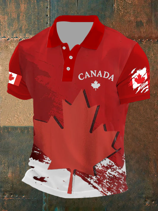 Men's Canada Flag Maple Leaf Short Sleeve Top