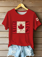 Women's Canadian Flag Print Casual Tee