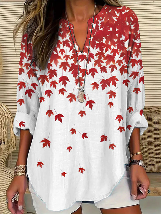 Women's Canadian Maple Leaf Print Casual Top