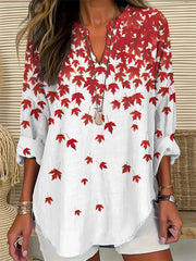 Women's Canadian Maple Leaf Print Casual Top