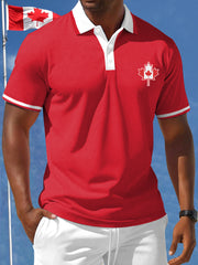 Men's Patriotic Canadian Maple Leaf Print Casual Top