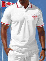 Men's Patriotic Canadian Maple Leaf Print Casual Top