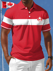 Men's Patriotic Canadian Maple Leaf Print Casual Top