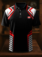 Men's Canadian Flag Geometric Print Casual Top