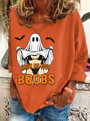 Women's Retro Funny Halloween Show Me Your Boobs Sweatshirt