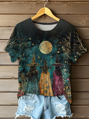 Women's Halloween Witch Print Casual T-Shirt
