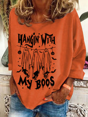 Women's Retro Funny Halloween Hangin With My Boos Sweatshirt