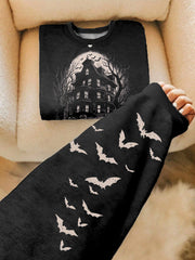Women's Halloween Boo Bat Printed Sweatshirt