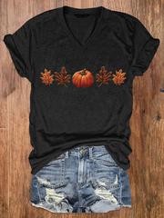Women's Fall Pumpkin Print Casual T-shirt