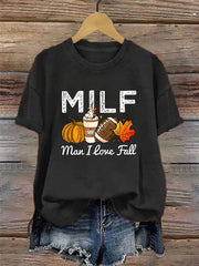 Women's Man I Love Fall Print Casual T-shirt