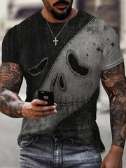Men's Halloween Ghost Face Print Casual Tee