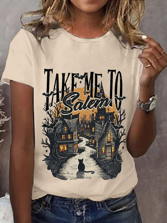 Women's Vintage Halloween Take Me To Salem Short Sleeve T-Shirt