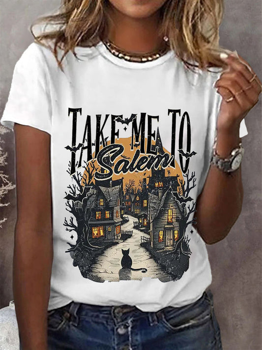 Women's Vintage Halloween Take Me To Salem Short Sleeve T-Shirt