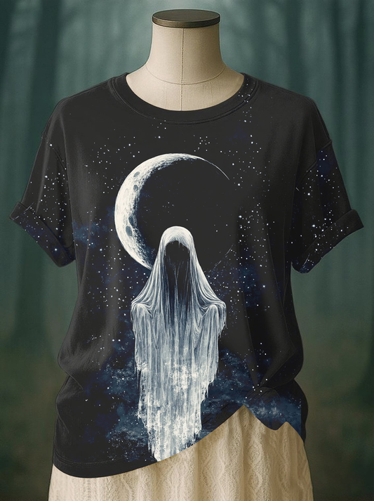 Women's Halloween Ghost Print Casual T-shirt