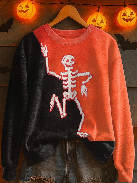 Women's Halloween Skull Print Casual Sweatshirt